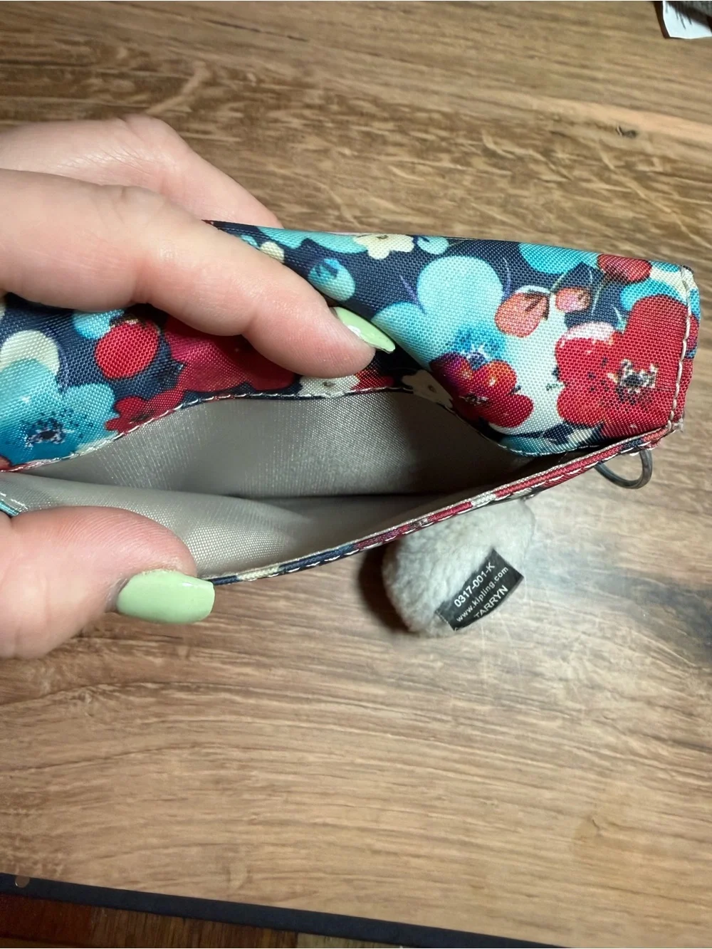 Kipling Floral Wallet Monkey Charm